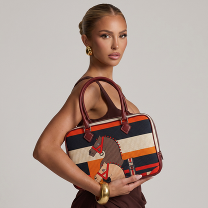 🐎 Hermès-Inspired Equestrian Canvas Top Handle Bag ✨
