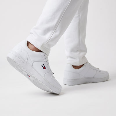 Tommy Hilfiger all‑white low top sneakers with flag logo