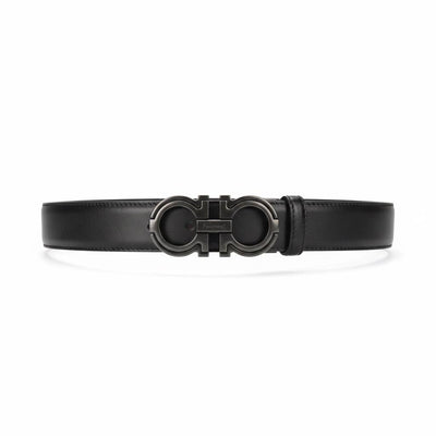 Salvatore Ferragamo Gancini Leather Belt 115cm – Matte Black Signature Buckle 🖤✨