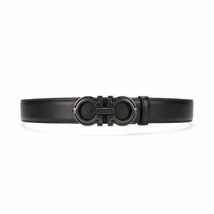 Salvatore Ferragamo Gancini Leather Belt 120cm – Matte Black Signature Buckle 🖤✨