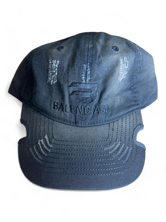 Distressed Navy Balenciaga Cap