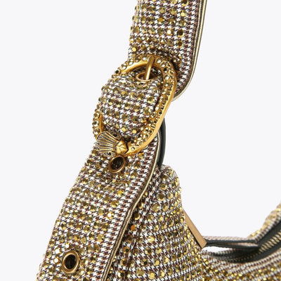 gold crystal Kurt Geiger hobo shoulder bag with gold hardware