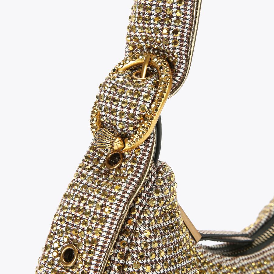 gold crystal Kurt Geiger hobo shoulder bag with gold hardware