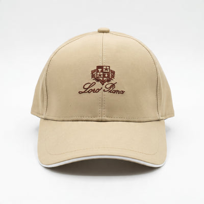 Beige Loro Piana baseball cap with embroidered crest and curved brim