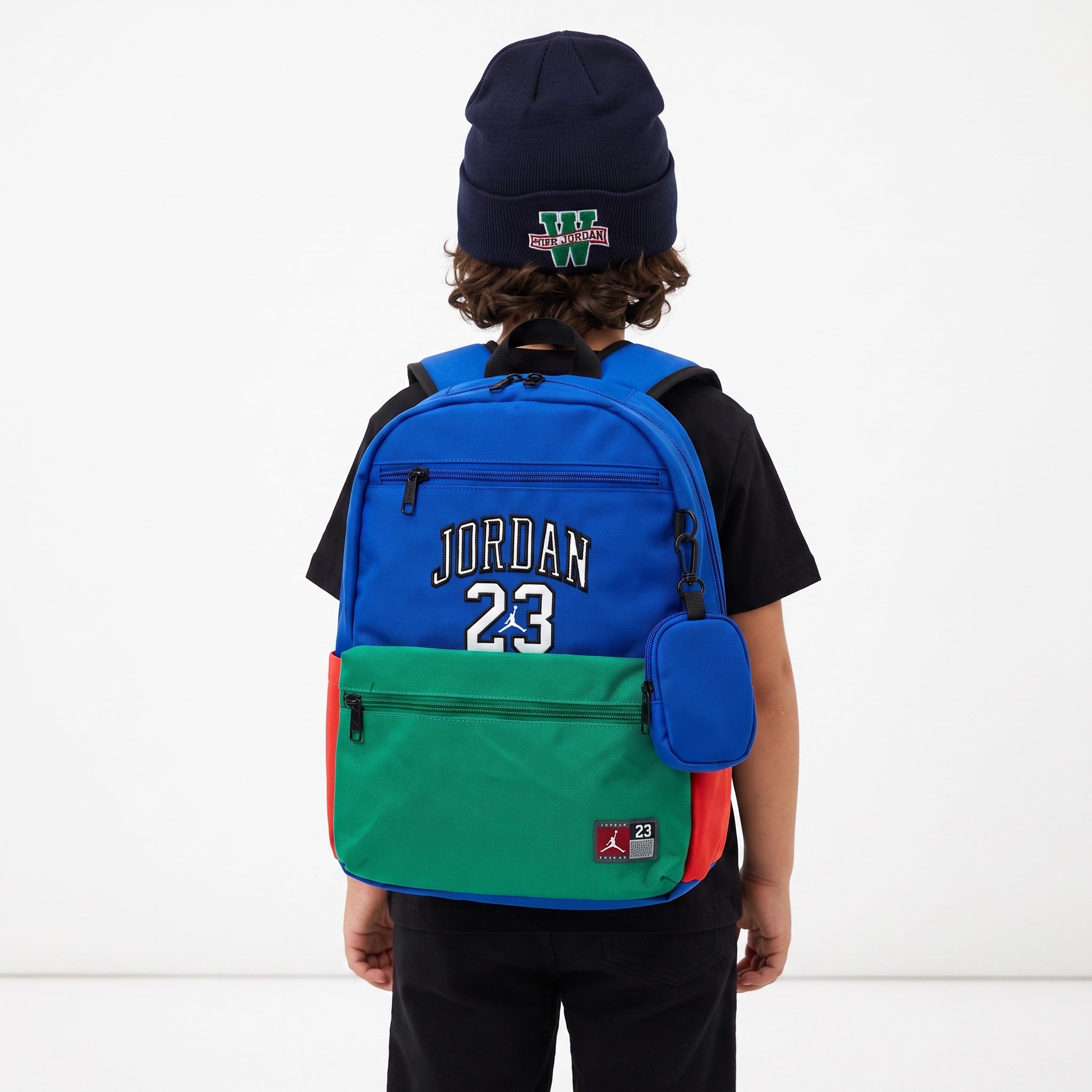 Kids Jordan backpack blue green with 23 and Jumpman logo