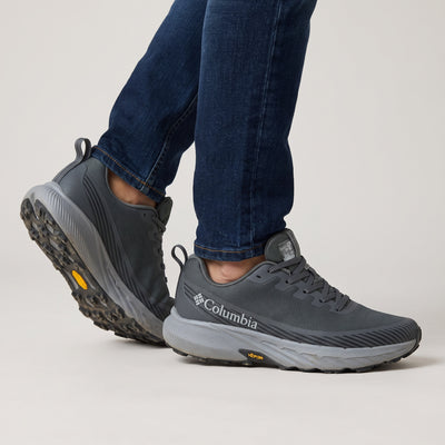 Grey Columbia trail running sneaker with Vibram outsole