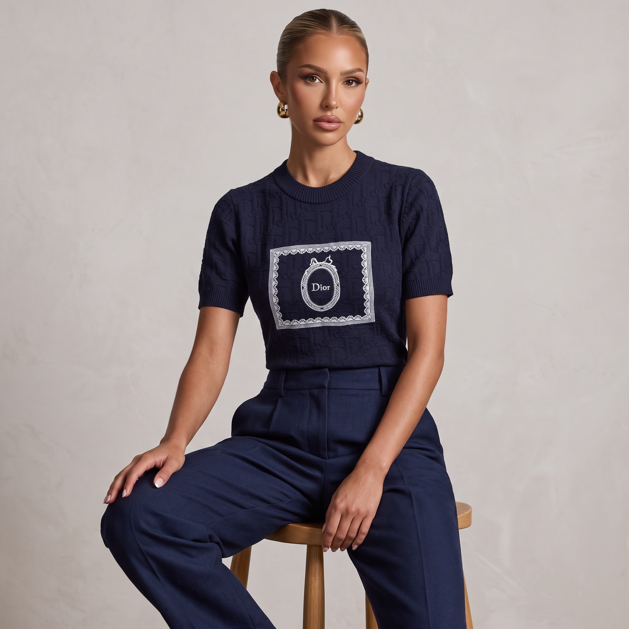 💙 Dior Oblique Medallion Knit Top | One Size
