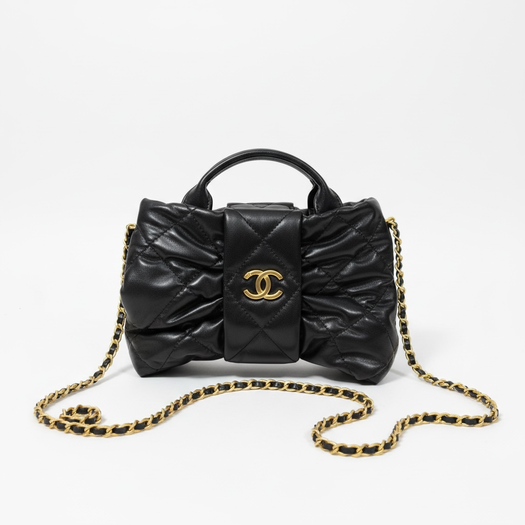 Chanel Quilted Black Mini Top-Handle Bag with Chain Strap 🖤✨