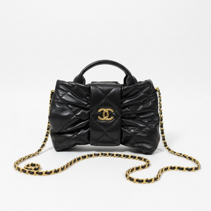 Chanel Quilted Black Mini Top-Handle Bag with Chain Strap 🖤✨