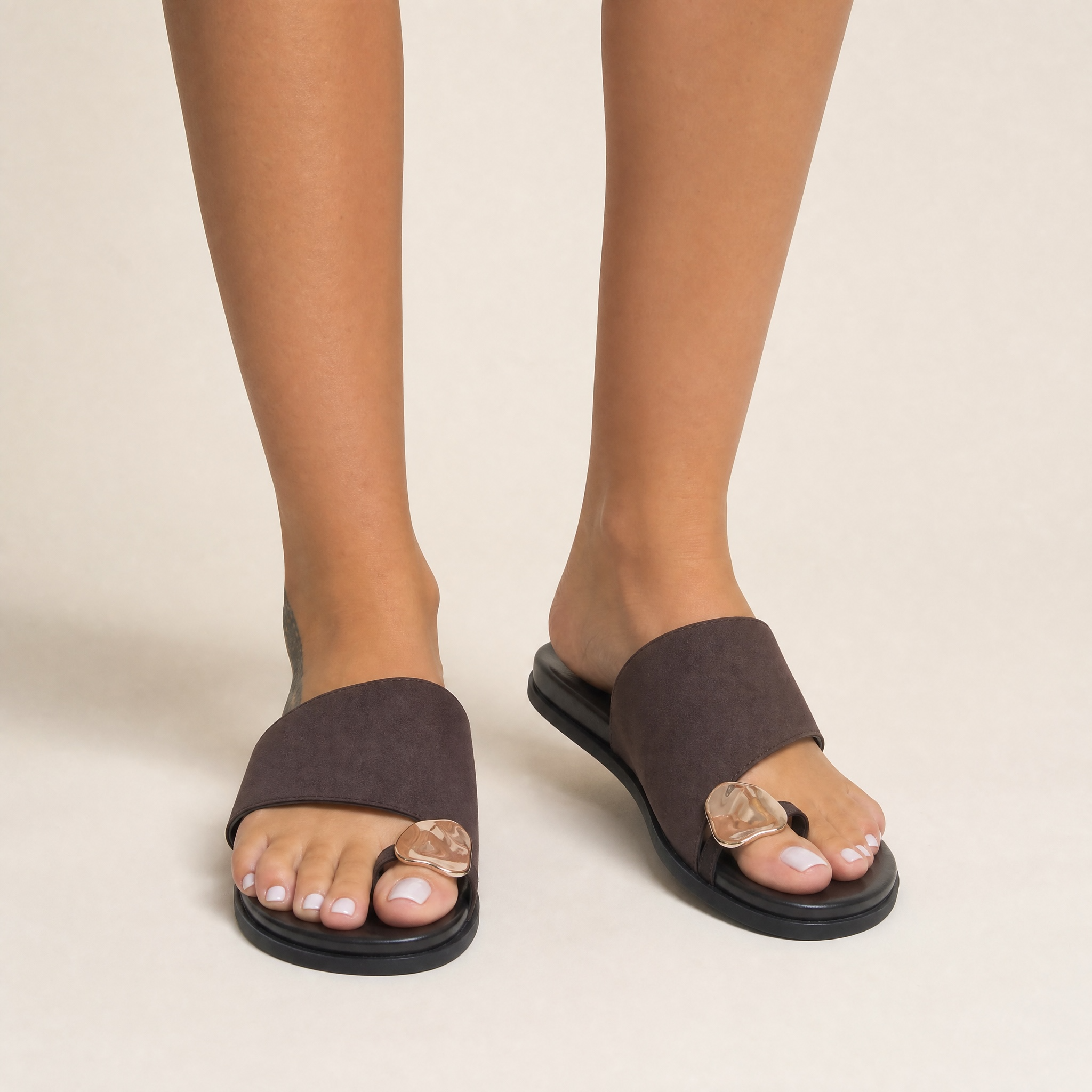 Zara Minimal Toe-Ring Slide Sandals 🤎✨