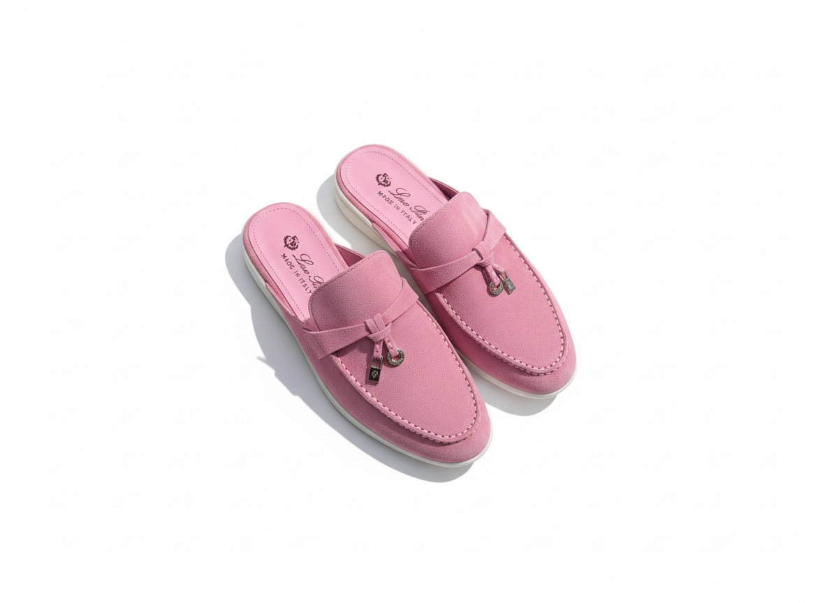 LORO PIANA Style Pink Suede Mule Loafers 💗✨ | Chic Comfort Edition