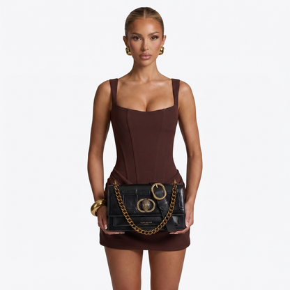 🖤 Kurt Geiger Croc-Embossed Chain Shoulder Bag – Black Luxury Edition ✨