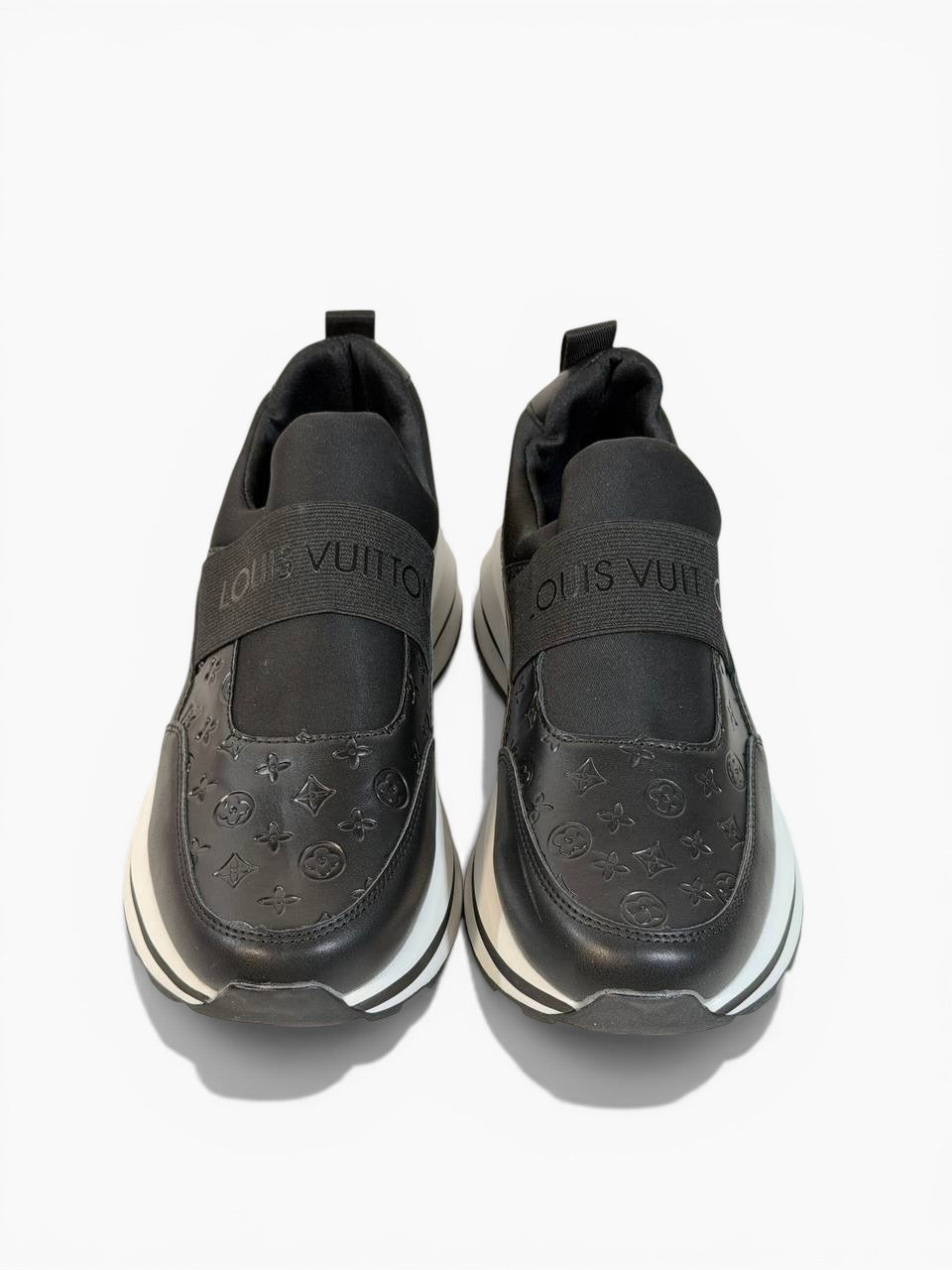 Louis Vuitton Black Monogram Slip-On Sneakers 🖤✨ Luxury Comfort Fit