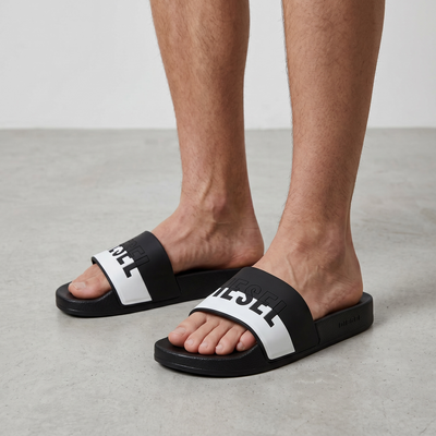 🖤 Diesel Slides – Black & White Logo Edition 🔥🩴