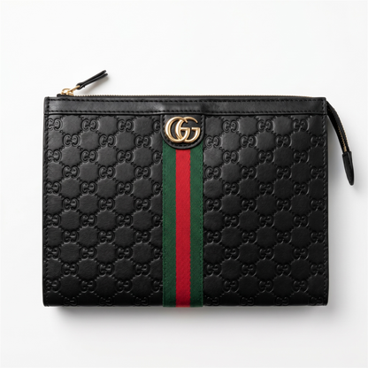 Gucci Black GG Web Stripe Clutch Bag 🖤✨