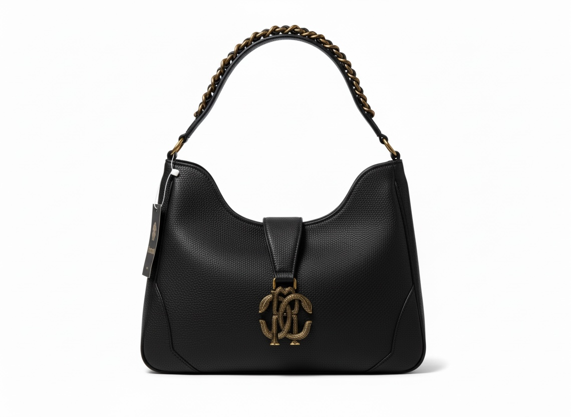 ROBERTO CAVALLI RC Monogram Shoulder Bag 🖤✨ | Statement Luxe Handbag