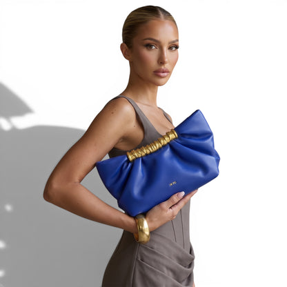 JW PEI Ruched Clutch Bag – Electric Blue 💙✨ | Statement Glam Piece