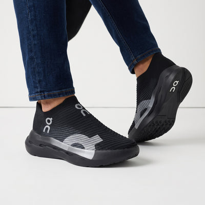 black On sock-style slip-on sneaker with CLOUDTEC sole and large logo