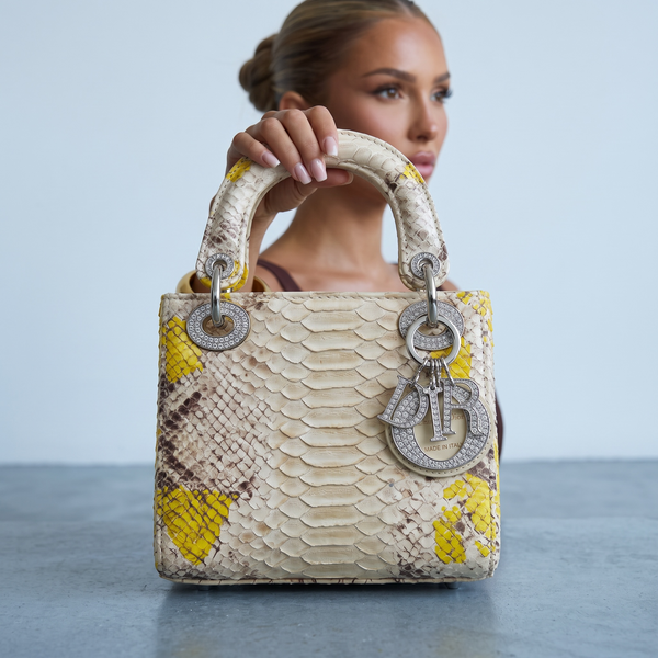 Dior Lady Bag – Cream Yellow Snakeskin Top-Handle 🐍👜