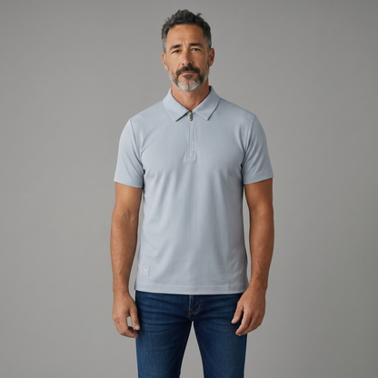 💎❄️ Emporio Armani Ice Blue Zip Polo Shirt – Luxury Modern Collection 👔✨