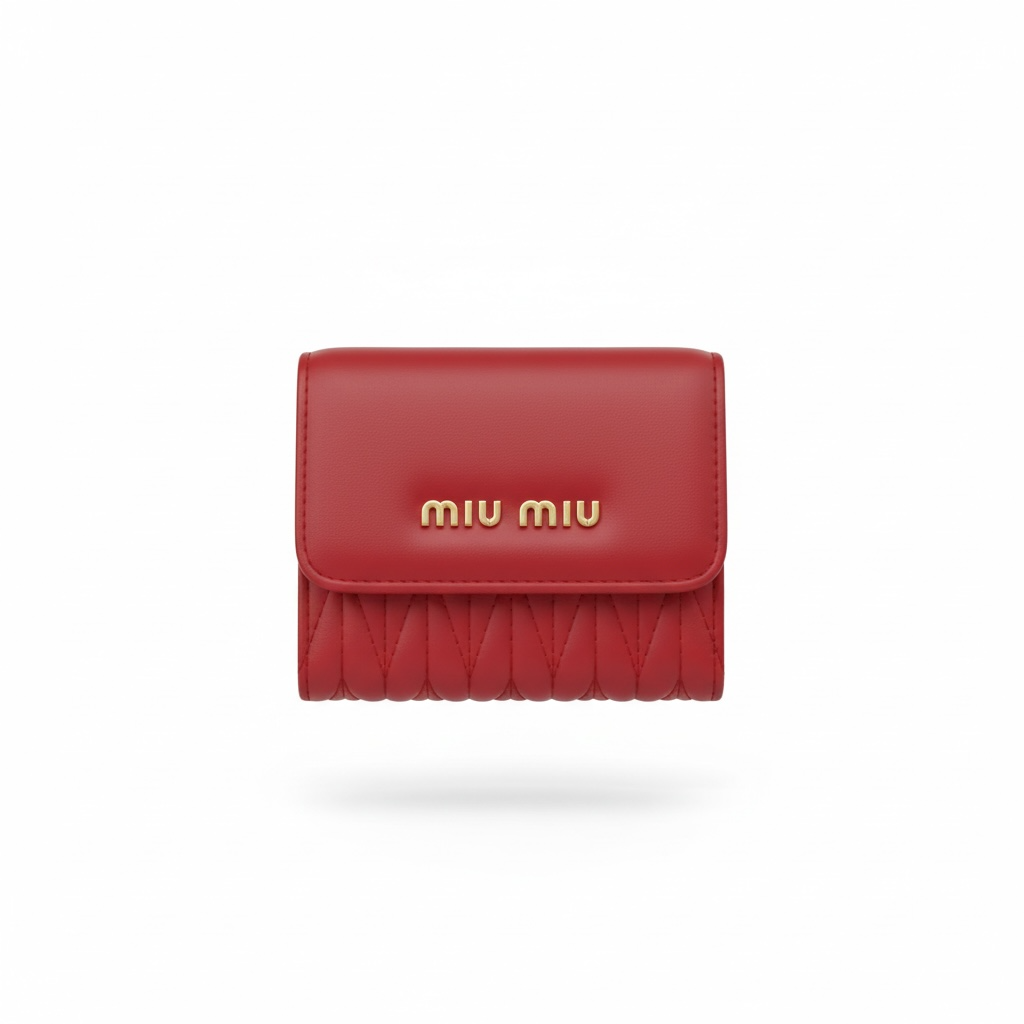 Miu Miu Mini Chain Wallet – Red Matelassé Leather ❤️✨