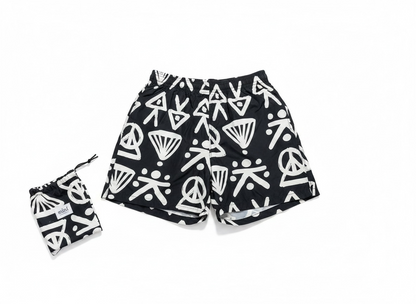 Mini Abstract Print Swim Shorts 🖤⚡