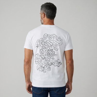 Kenzo White Tiger Graphic T-Shirt – Minimal Front / Statement Back 🐯🤍 | Premium Designer Tee