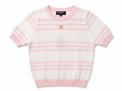 🩷 Chanel Pink Diamond Knit Top ( one size)
