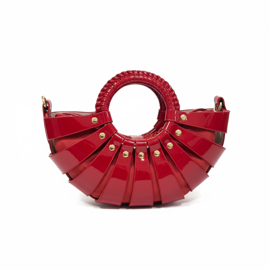 ❤️ Bottega Veneta Red Shell Top Handle Bag – Statement Designer Handbag ✨