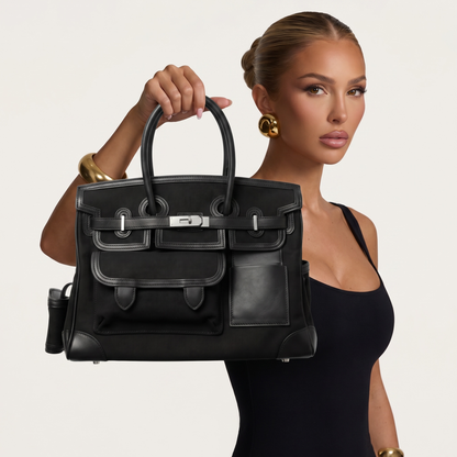 🖤 Hermès Birkin Cargo Style Black Leather Tote Bag