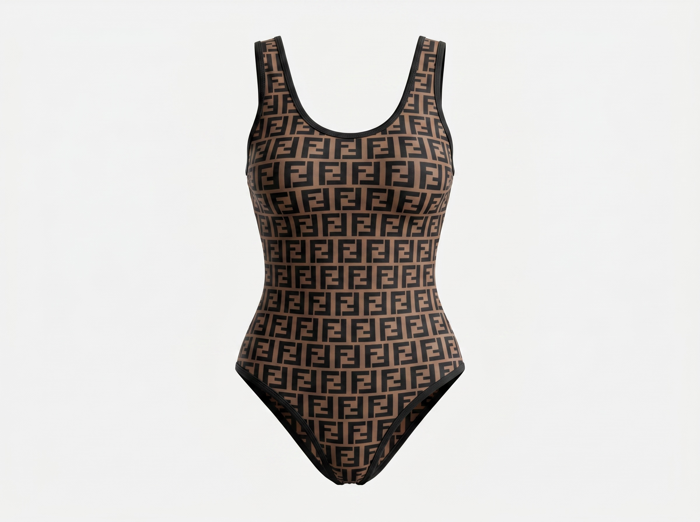 Fendi FF Logo One-Piece Swimsuit – Tobacco Brown 🤎🏖️✨