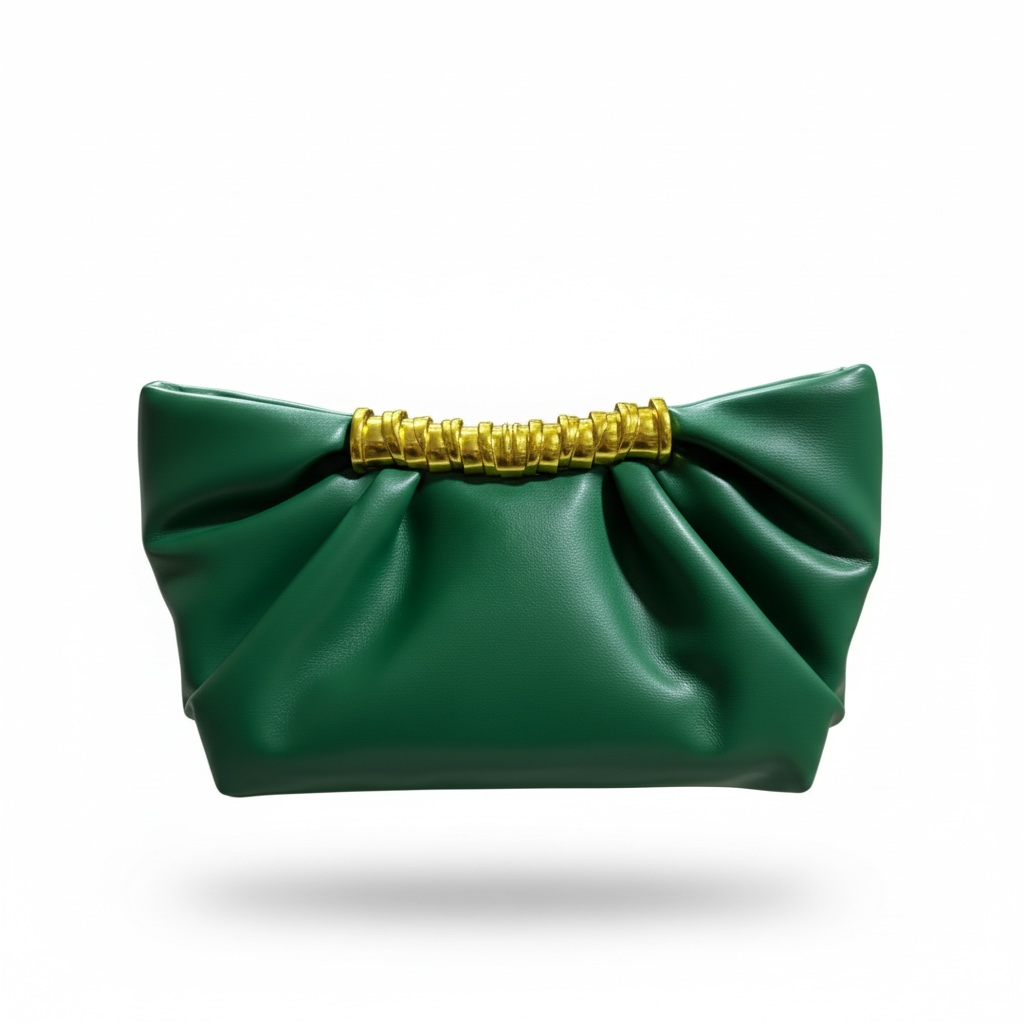 JW PEI Ruched Clutch Bag – Emerald Green 💚✨ | Modern Statement Elegance