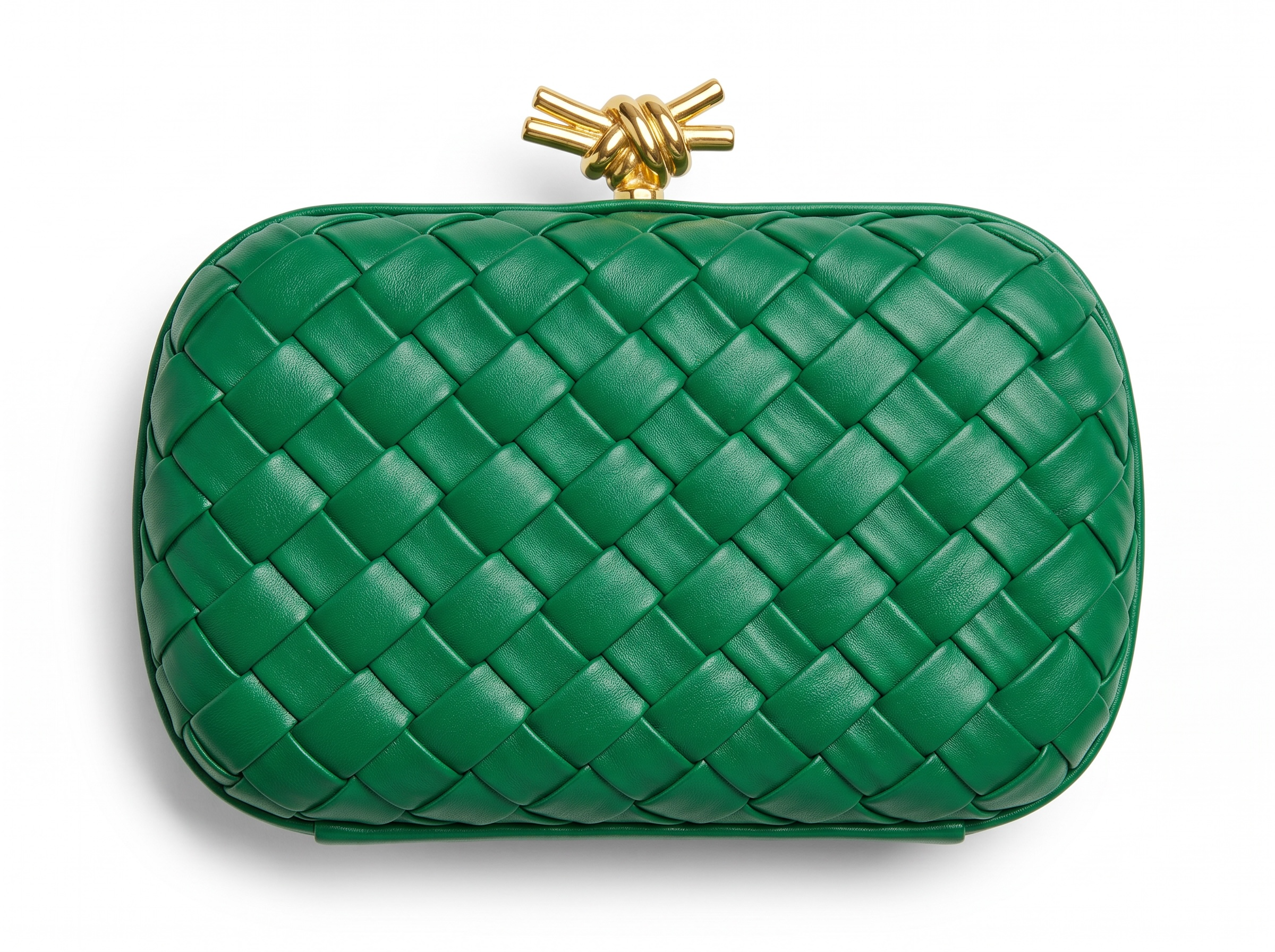Bottega Veneta Intrecciato Knot Clutch – Emerald Green 💚✨