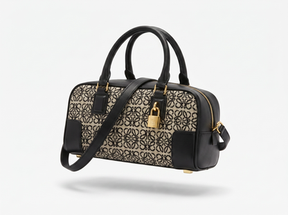 Loewe Anagram Canvas Boston Bag – Black & Sand 🖤✨
