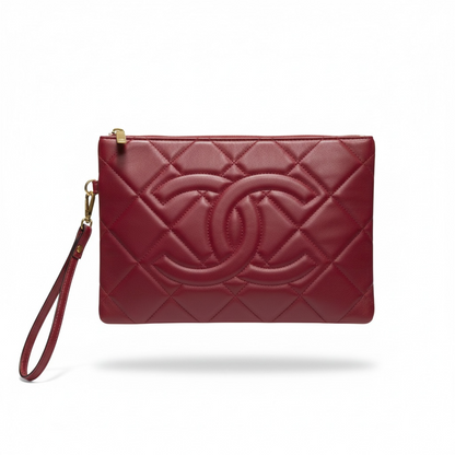 Chanel Oversized CC Quilted Wristlet – Bold Burgundy ❤️✨
