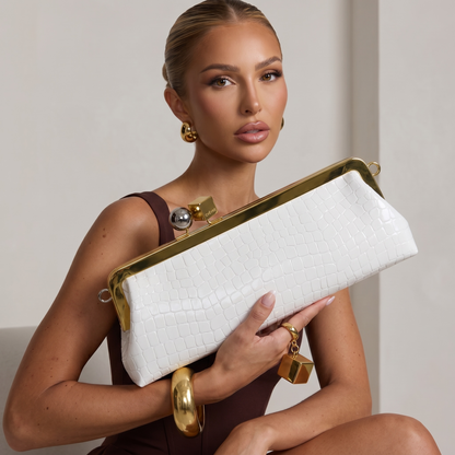 Jacquemus Blanc Croc Clutch Bag 🤍✨