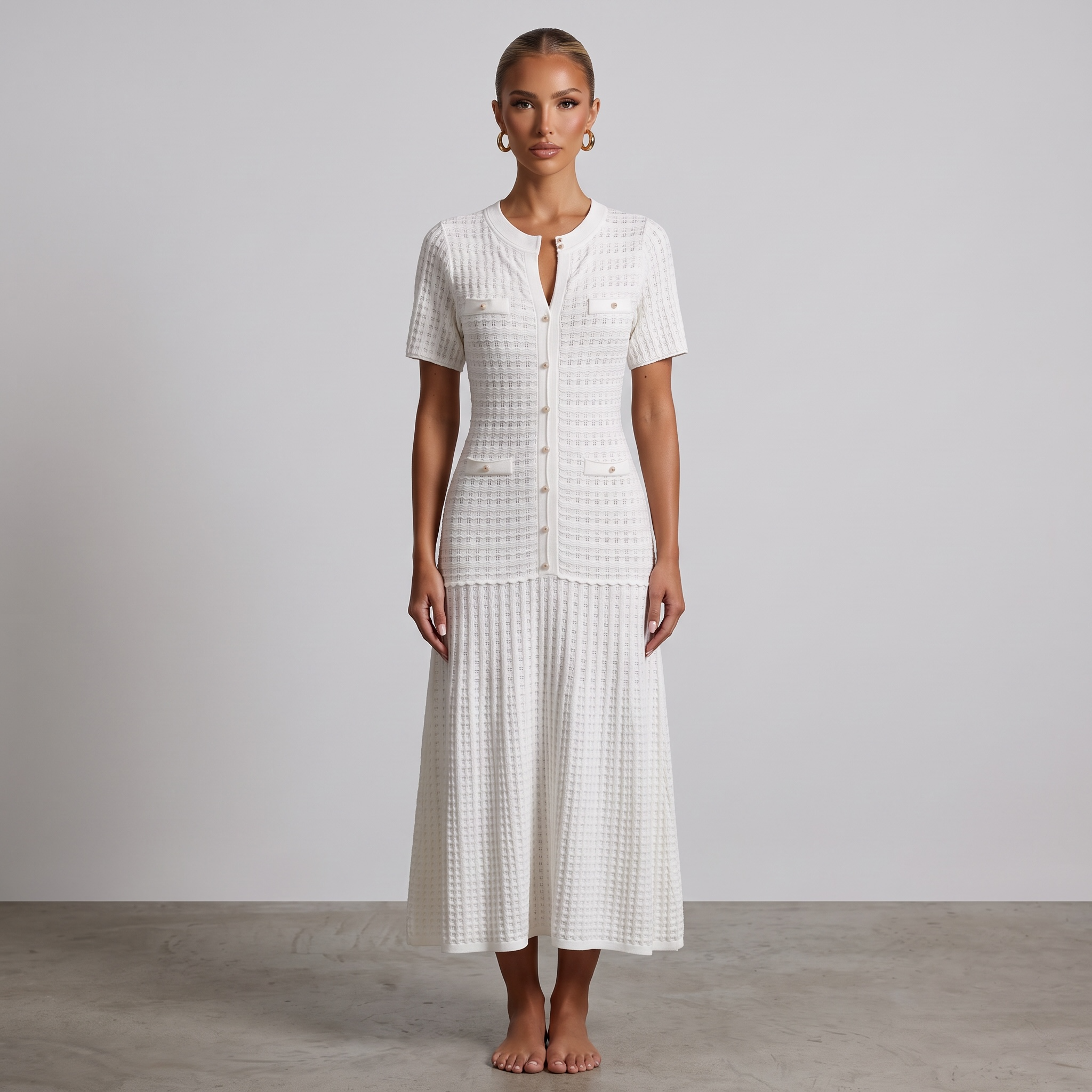 🤍 Sandro Textured Knit Midi Dress one size 🌸