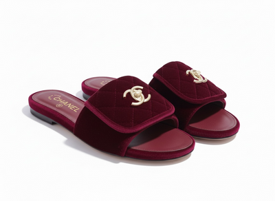CHANEL Quilted Velvet Slides – Burgundy ❤️✨ | Luxe Comfort Icon