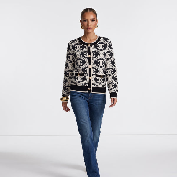Chanel Knit Cardigan – Black & Ivory CC ✨