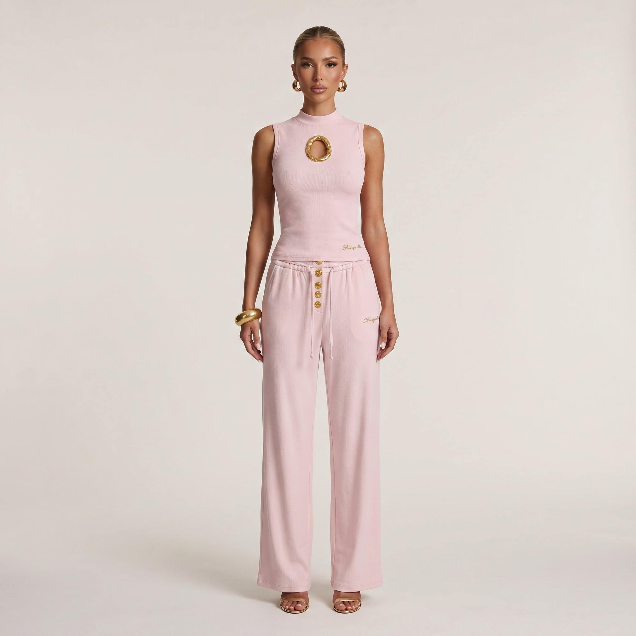 : Schiaparelli Blush Pink Gold Ring Lounge Set 🩷✨💛🔥