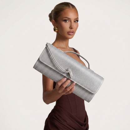 ✨ Bottega Veneta Silver Crystal Knot Clutch – Luxury Evening Handbag ✨