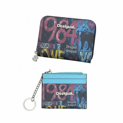 🎨 Desigual Graffiti Art Wallet & Card Holder Set 💙✨