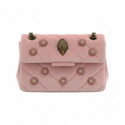 🌸 Kurt Geiger Pink Quilted Crystal Embellished Chain Bag