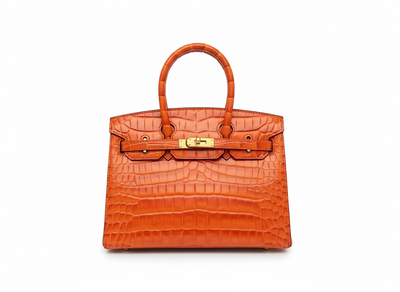 Mini Croc-Embossed Orange Birkin Style Bag 🧡✨ | Bold Statement Luxury