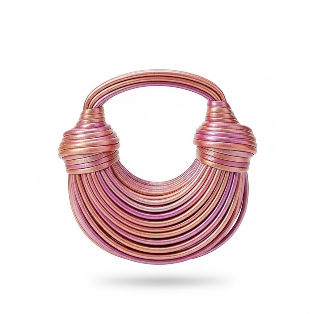 BOTTEGA VENETA Inspired Sculptural Knot Handle Bag – Metallic Pink 💖✨