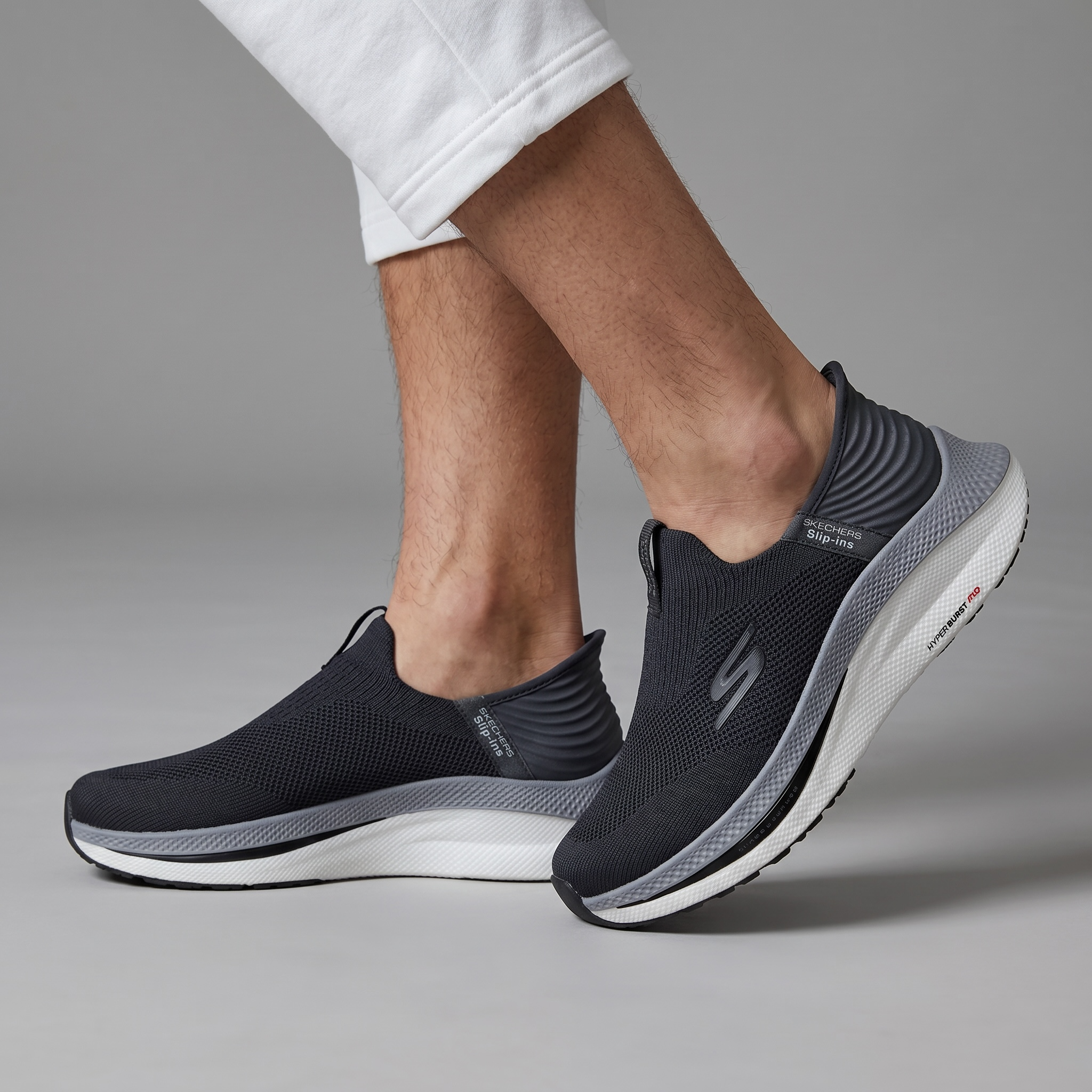 🩶 Skechers Slip-Ins Hyper Burst Pro – Charcoal/Grey