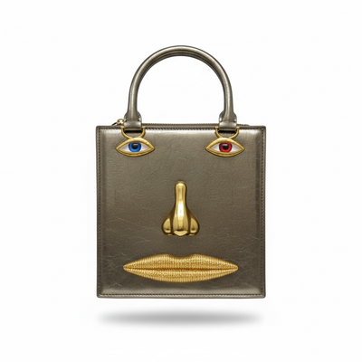 Schiaparelli Metallic Face Mini Tote – Champagne Gold Surreal Edition 👁✨