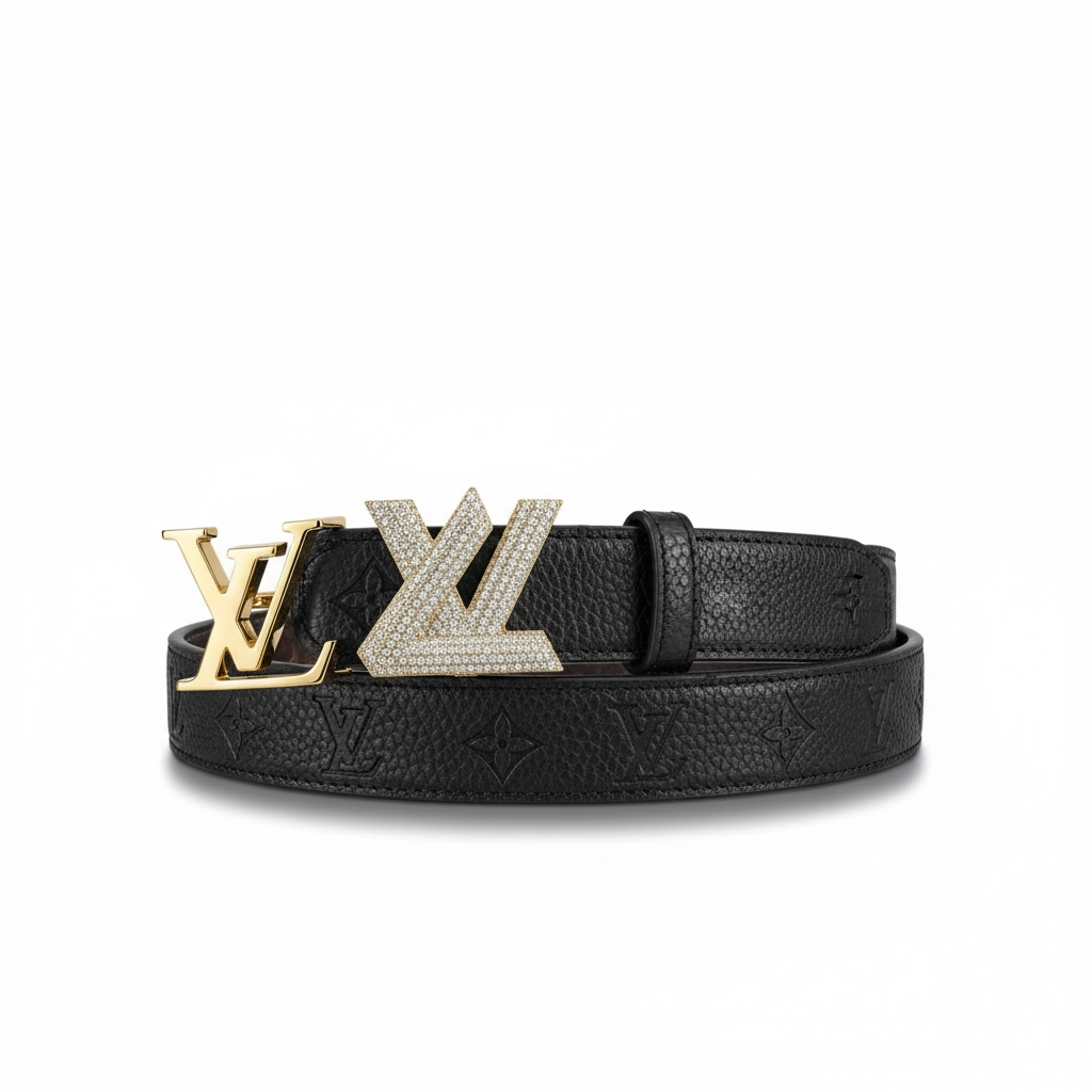 Louis Vuitton Monogram Reversible Belt (Gold & Iced LV Buckle) ✨🟤
