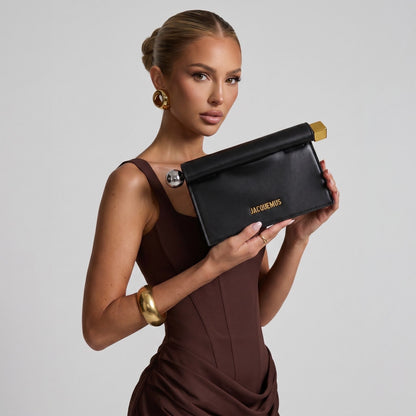 🖤 Jacquemus Le Bambis Leather Clutch – Classic Black Edition ✨👜