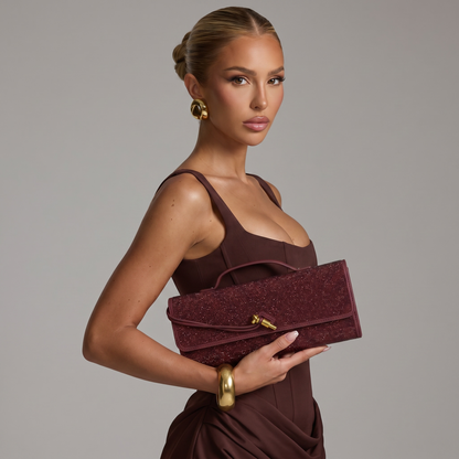 ✨ Bottega Veneta Burgundy Crystal Knot Clutch – Luxury Evening Bag ✨